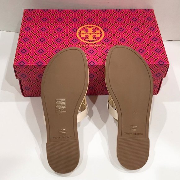Tory Burch Soft Miller Sandals Bicolor Sweet Corn New Ivory MANY SIZES - Picture 3 of 10